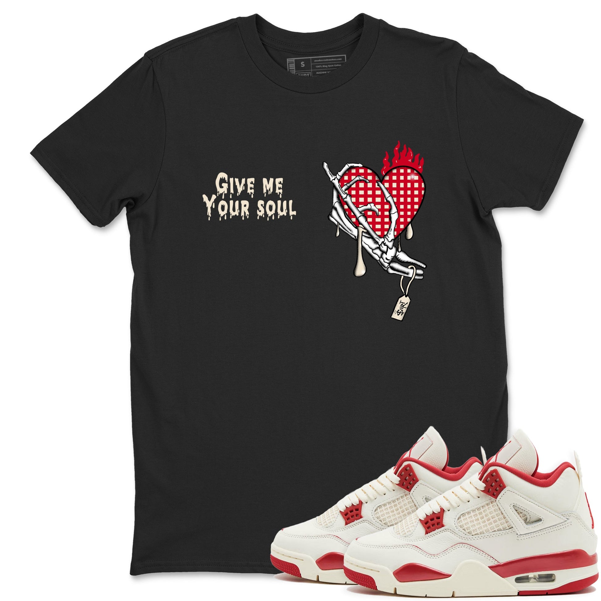 Perfect Valentine's Day Gifts graphic tee  – Graphic Tees To Match Air Jordan 4 Valentines Day – Give Me Your Soul Tee Black 1