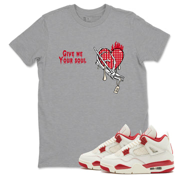 Perfect Valentine's Day Gifts graphic tee  – Graphic Tees To Match Air Jordan 4 Valentines Day – Give Me Your Soul Tee Heather Grey 1