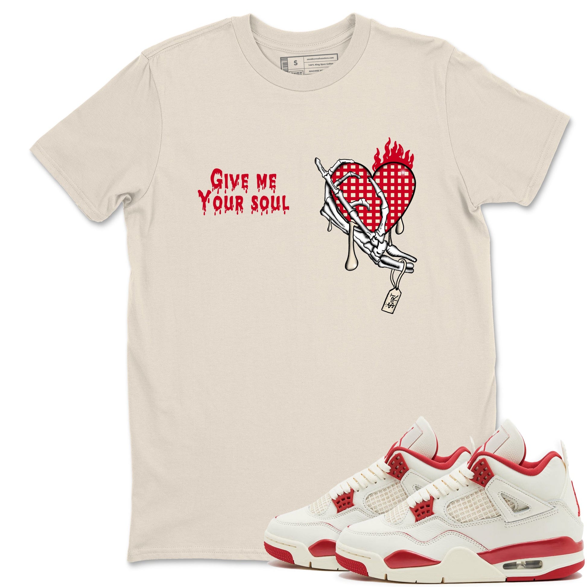 Perfect Valentine's Day Gifts graphic tee  – Graphic Tees To Match Air Jordan 4 Valentines Day – Give Me Your Soul Tee Natural 1