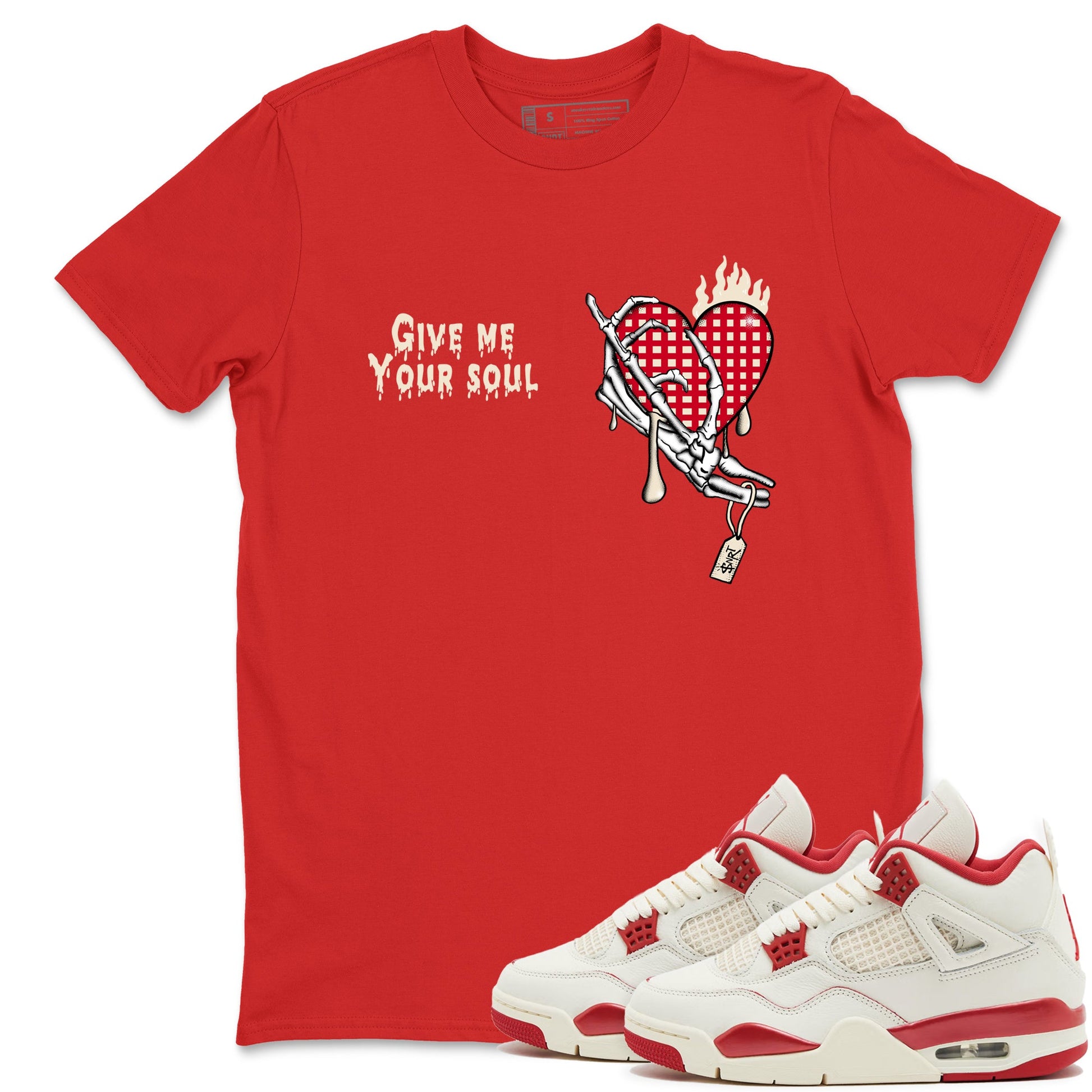 Perfect Valentine's Day Gifts graphic tee  – Graphic Tees To Match Air Jordan 4 Valentines Day – Give Me Your Soul Tee Red 1