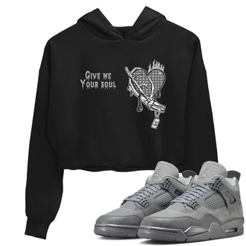 4s Wet Cement shirts to match jordans Give Me Your Soul unique Halloween sneaker tee Air Jordan 4 Wet Cement SNRT Sneaker Release Tees unisex cotton Black 1 Crop Shirts