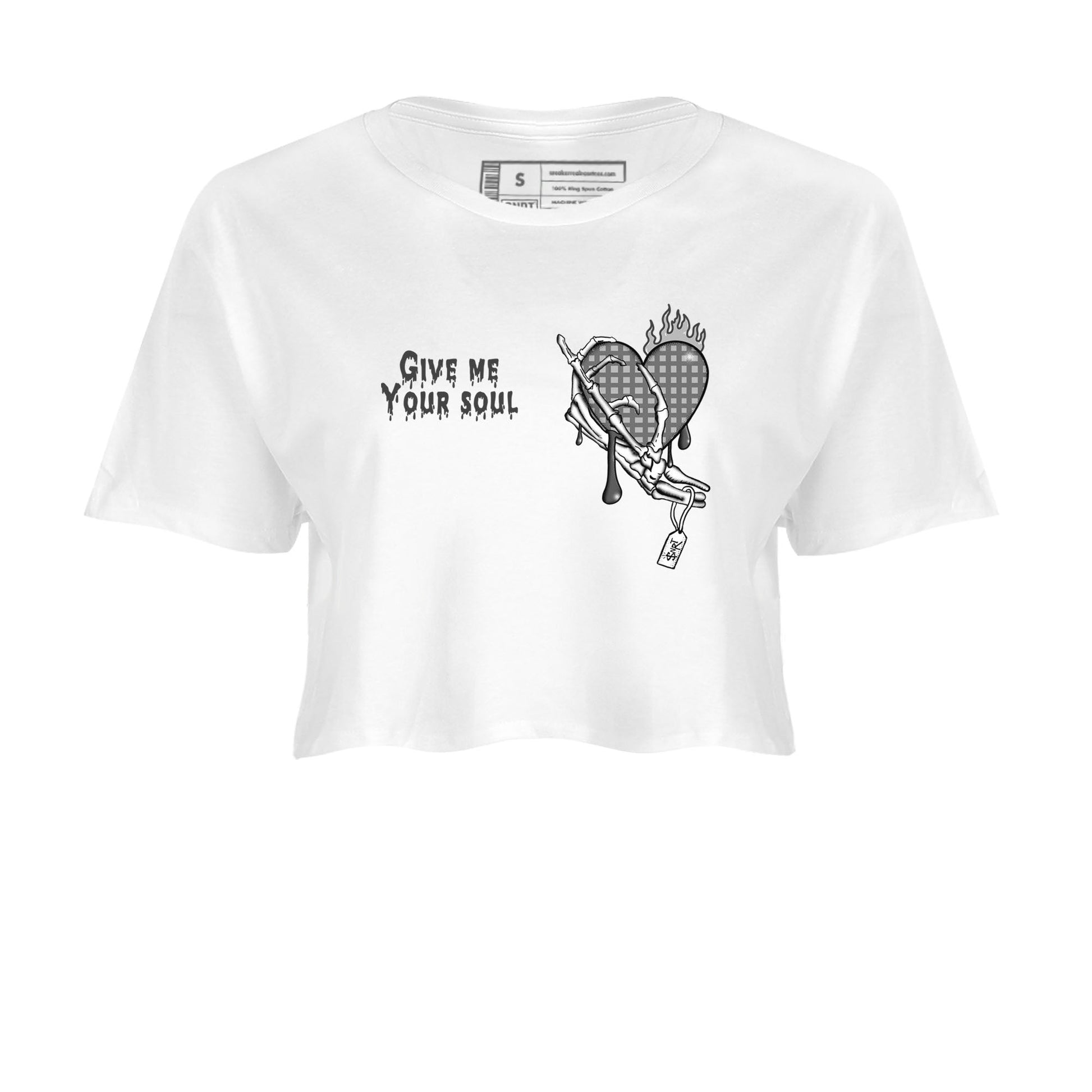 4s Wet Cement shirts to match jordans Give Me Your Soul unique Halloween sneaker tee Air Jordan 4 Wet Cement SNRT Sneaker Release Tees unisex cotton White 2 Crop Shirts