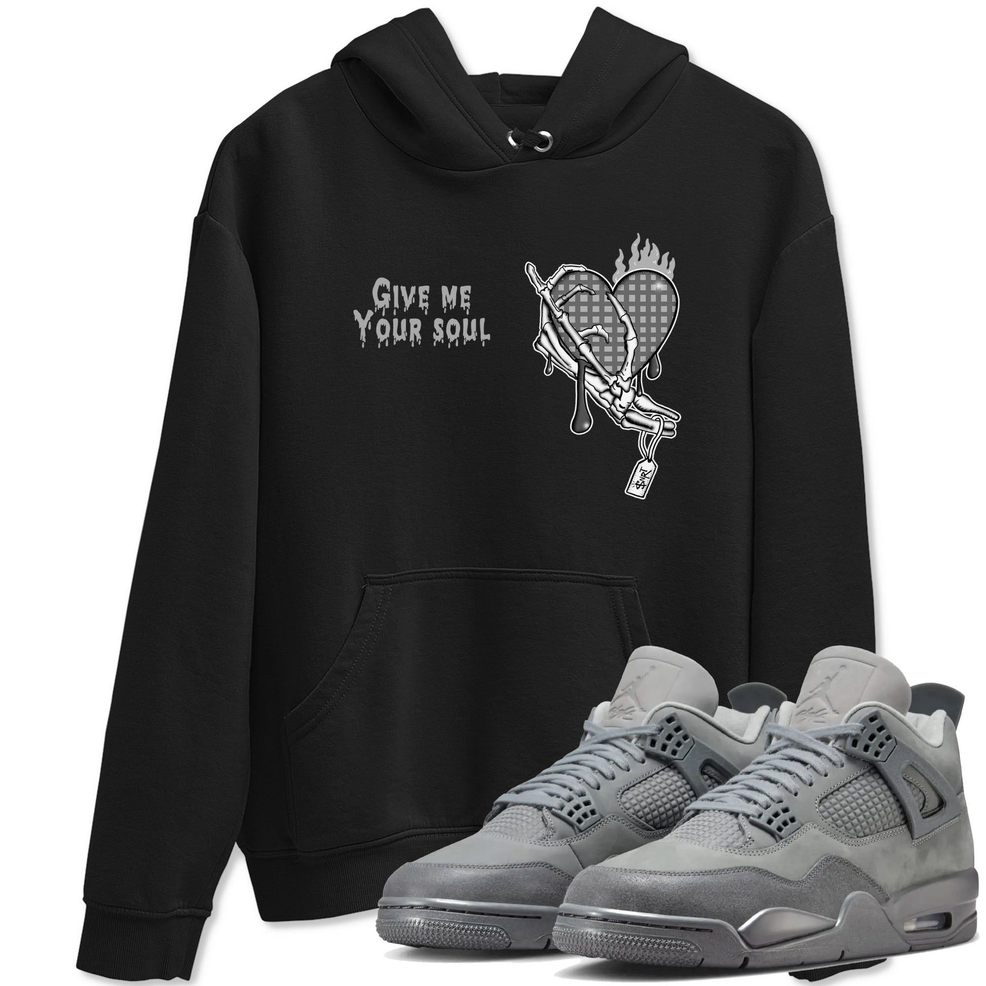 4s Wet Cement shirts to match jordans Give Me Your Soul unique Halloween sneaker tee Air Jordan 4 Wet Cement SNRT Sneaker Release Tees unisex cotton Black 1 crew neck shirts