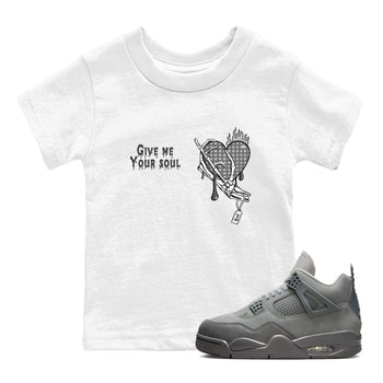 4s Wet Cement shirts to match jordans Give Me Your Soul unique Halloween sneaker tee Air Jordan 4 Wet Cement SNRT Sneaker Release Tees Youth Baby White 1 crew neck shirts