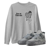 4s Wet Cement shirts to match jordans Give Me Your Soul unique Halloween sneaker tee Air Jordan 4 Wet Cement SNRT Sneaker Release Tees unisex cotton Heather Grey 1 crew neck shirts