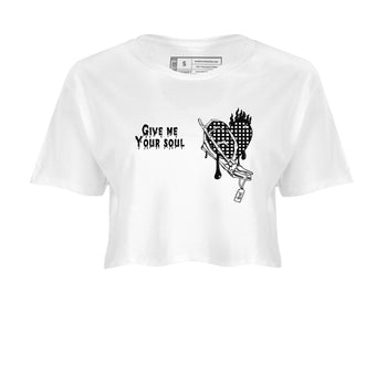 4s White Thunder shirts to match jordans Give Me Your Soul unique Halloween sneaker tee Air Jordan 4 White Thunder SNRT Sneaker Release Tees unisex cotton White 2 Crop Shirts