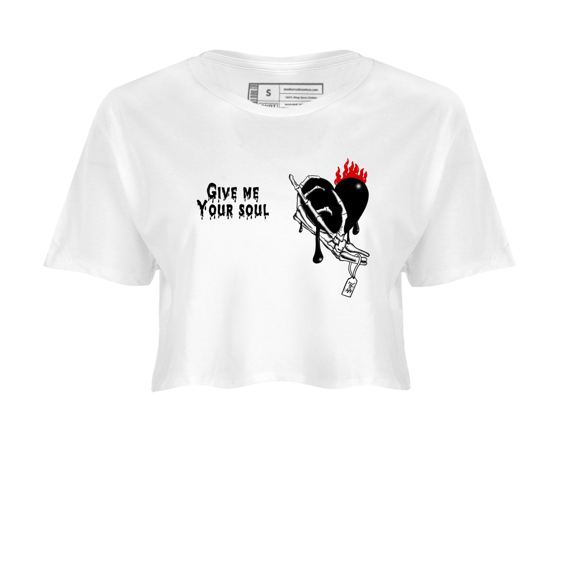 Sneaker match tees – Sneaker Tees To Match Air Jordan 6 Reverse Infrared Shoes – Give Me Your Soul Crop T-Shirt White 2