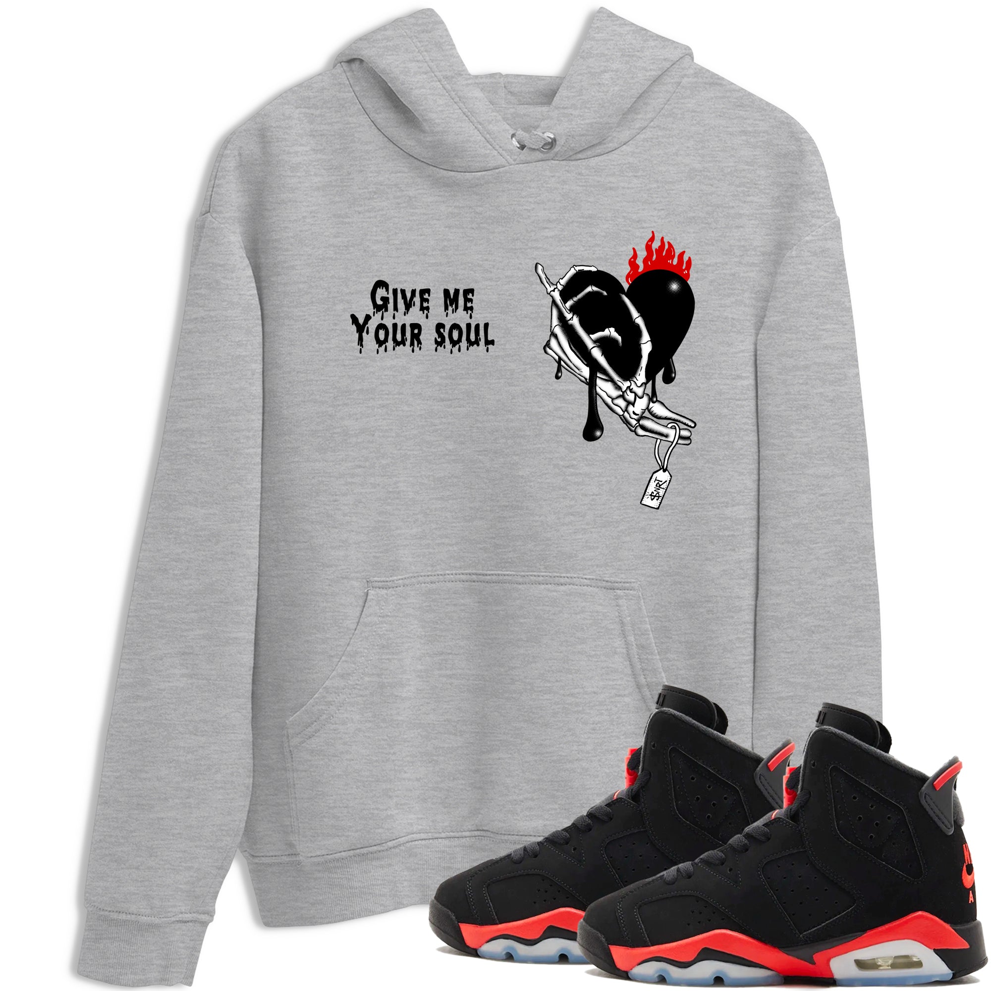 Sneaker match tees – Sneaker Tees To Match Air Jordan 6 Reverse Infrared Shoes – Give Me Your Soul Tee Heather Grey 1