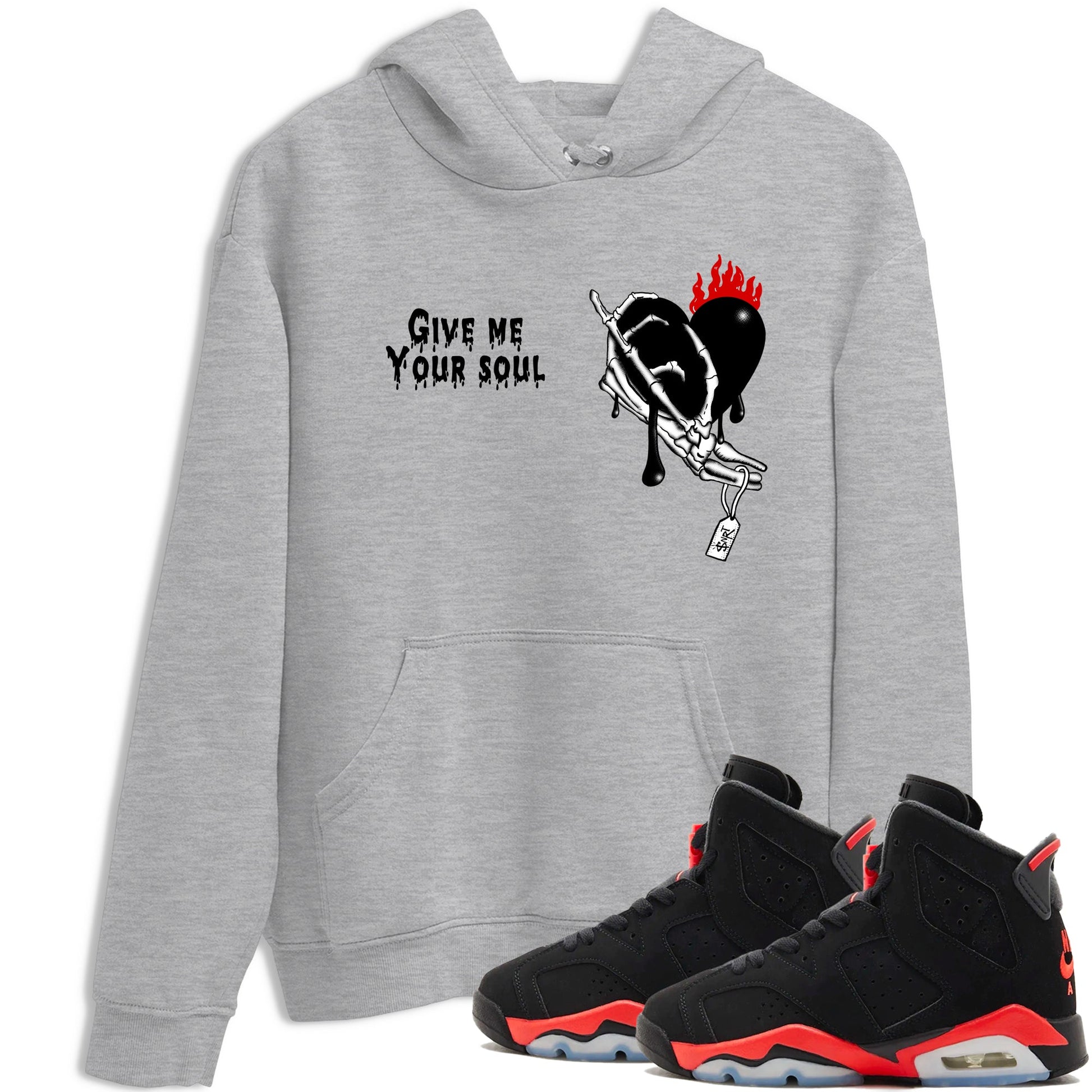 Sneaker match tees – Sneaker Tees To Match Air Jordan 6 Reverse Infrared Shoes – Give Me Your Soul Tee Heather Grey 1