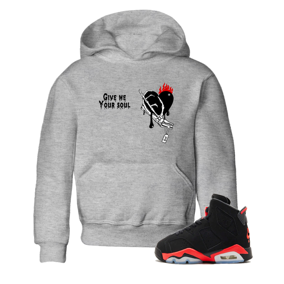 Sneaker match tees – Sneaker Tees To Match Air Jordan 6 Reverse Infrared Shoes – Give Me Your Soul Kids T-Shirt Heather Grey 1