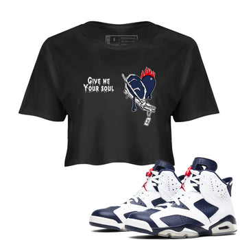 6s White And Midnight Navy shirts to match jordans Give Me Your Soul unique Halloween sneaker tee Air Jordan 6 White And Midnight Navy SNRT Sneaker Release Tees unisex cotton Black 1 Crop Shirts