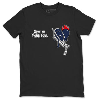 6s White And Midnight Navy shirts to match jordans Give Me Your Soul unique Halloween sneaker tee Air Jordan 6 White And Midnight Navy SNRT Sneaker Release Tees unisex cotton Black 2 crew neck shirts