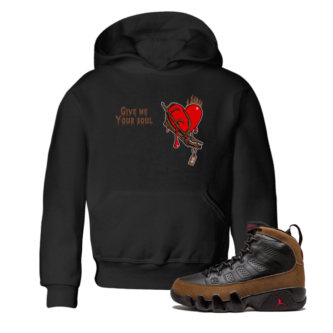 9s Olive shirts to match jordans Give Me Your Soul sneaker match tees Air Jordan 9 Olive match shoes to clothes SNRT Sneaker Tees Youth Baby Black 1 tee