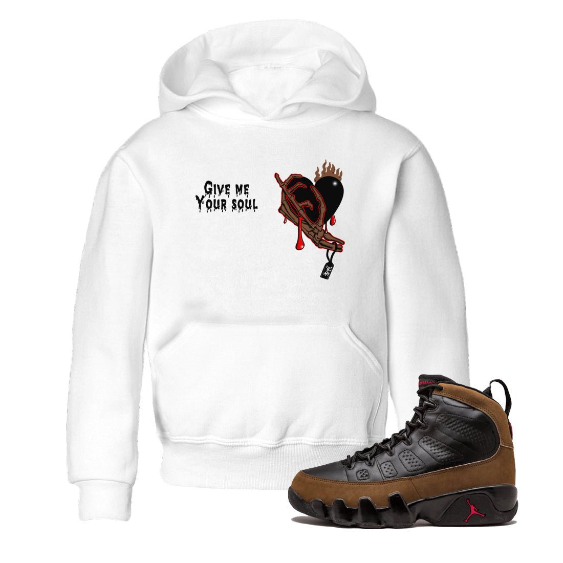 9s Olive shirts to match jordans Give Me Your Soul sneaker match tees Air Jordan 9 Olive match shoes to clothes SNRT Sneaker Tees Youth Baby White 1 tee