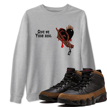 9s Olive shirts to match jordans Give Me Your Soul sneaker match tees Air Jordan 9 Olive match shoes to clothes SNRT Sneaker Tees unisex cotton Heather Grey 1 shirts