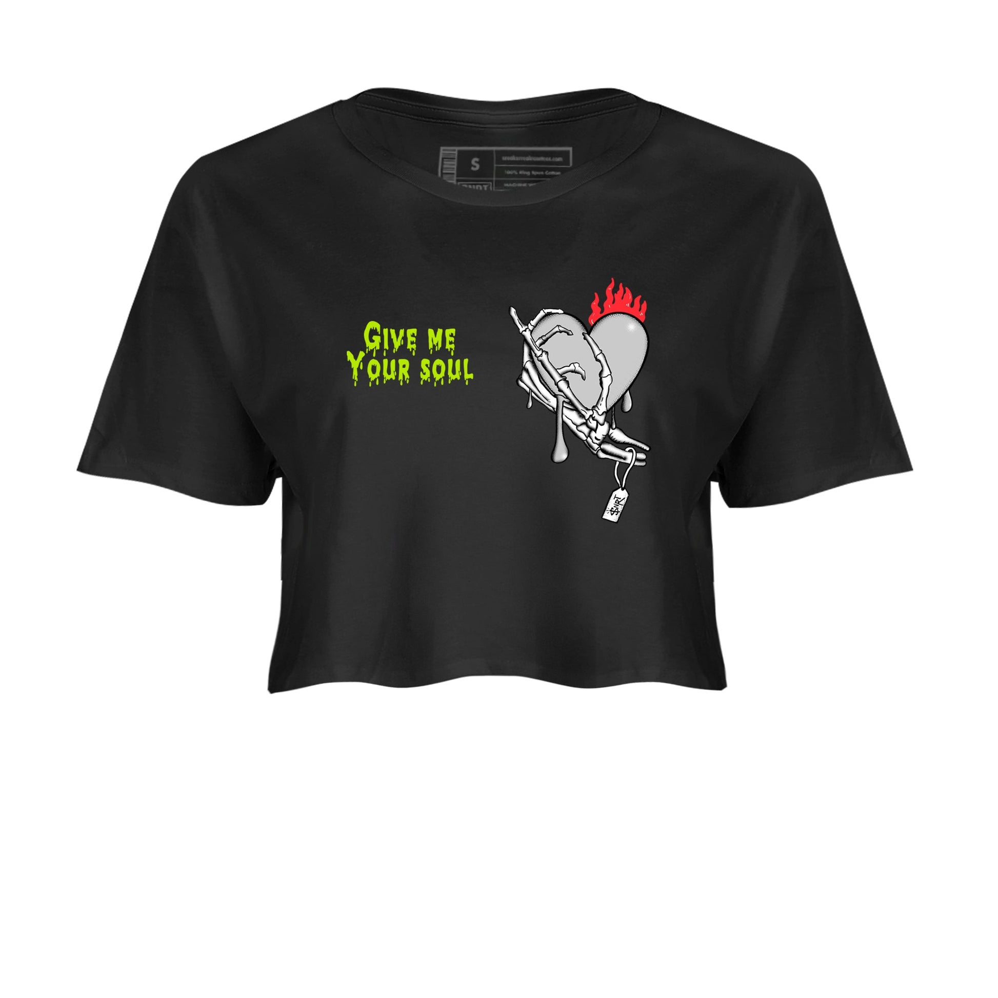 Sneaker Threads – Sneaker Tees To Match Air Max 90 Spruce Aura and Ghost Green – Give Me Your Soul Crop Tee Black 2. Perfect for Jordan releases 2025 colorways.