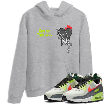 Sneaker Threads – Sneaker Tees To Match Air Max 90 Spruce Aura and Ghost Green – Give Me Your Soul Graphic Tee Heather Grey 1. Perfect for Jordan releases 2025 colorways.