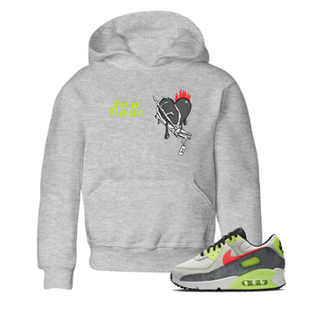 Sneaker Threads – Sneaker Tees To Match Air Max 90 Spruce Aura and Ghost Green – Give Me Your Soul Youth Graphic Tee Heather Grey 1. Perfect for Jordan releases 2025 colorways.