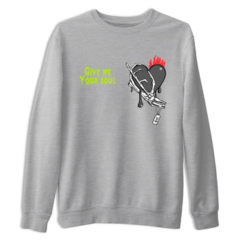 Sneaker Threads – Sneaker Tees To Match Air Max 90 Spruce Aura and Ghost Green – Give Me Your Soul Graphic Tee Heather Grey 2. Perfect for Jordan releases 2025 colorways.