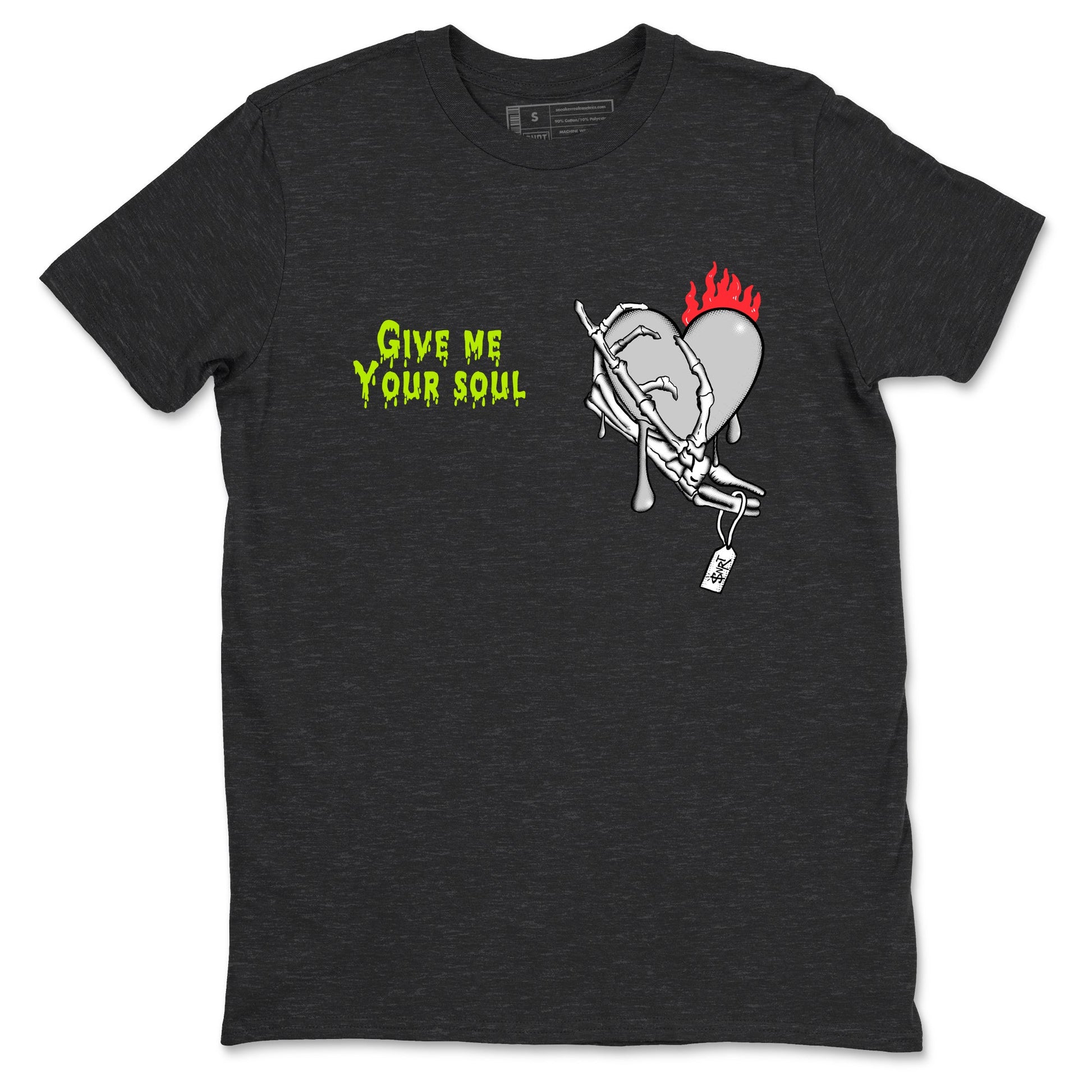Sneaker Threads – Sneaker Tees To Match Air Max 90 Spruce Aura and Ghost Green – Give Me Your Soul Graphic Tee Charcoal Heather 2. Perfect for Jordan releases 2025 colorways.