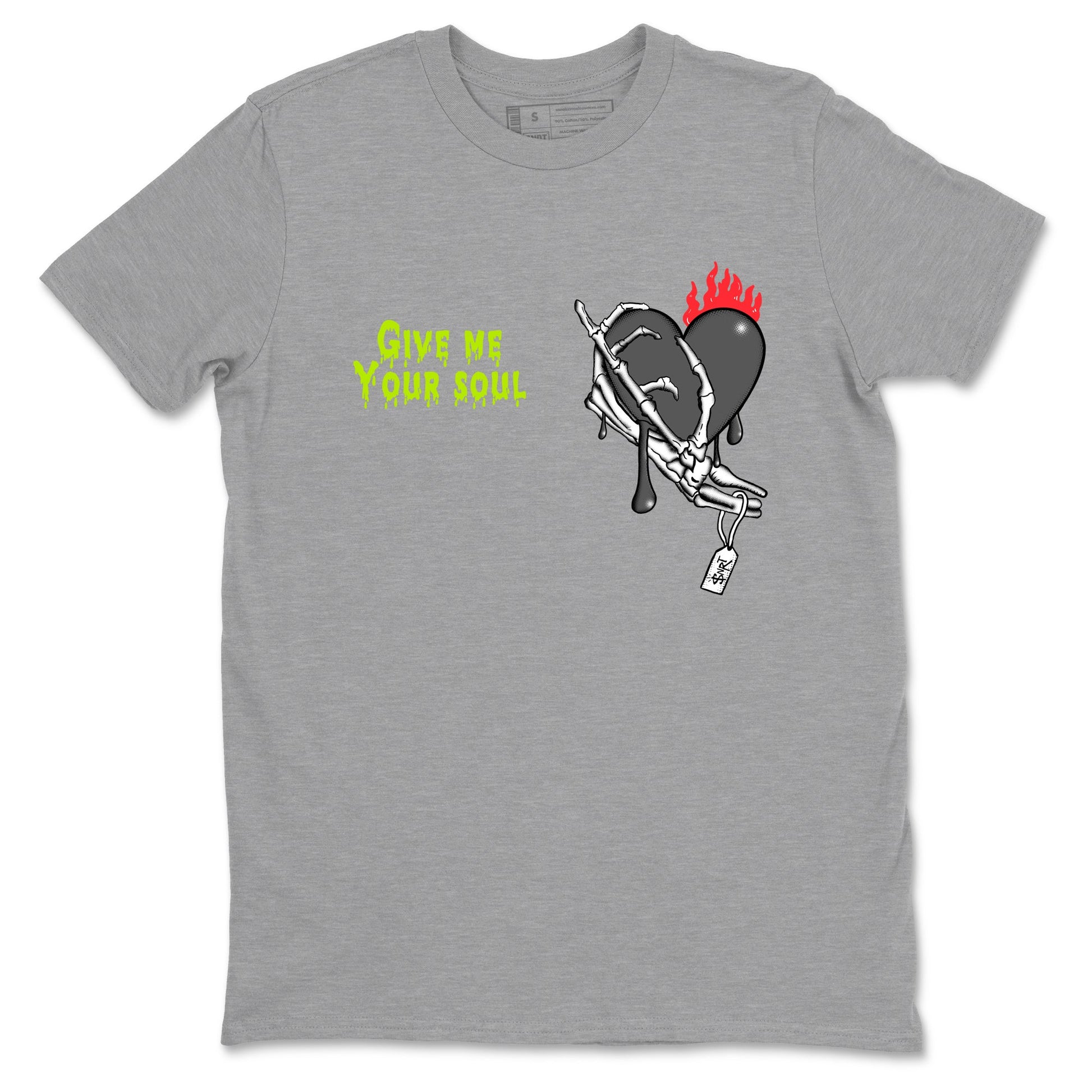 Sneaker Threads – Sneaker Tees To Match Air Max 90 Spruce Aura and Ghost Green – Give Me Your Soul Graphic Tee Heather Grey 2. Perfect for Jordan releases 2025 colorways.