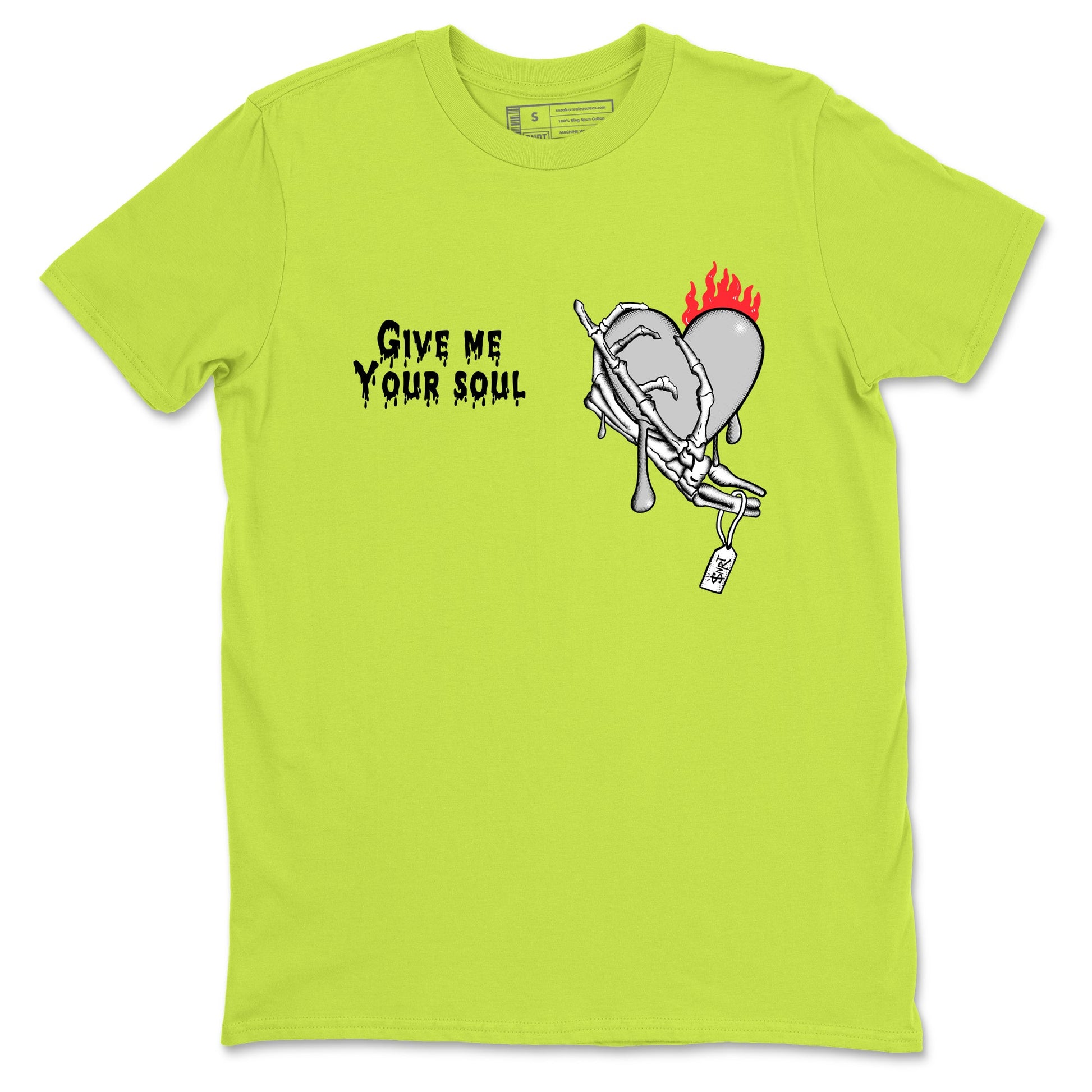 Sneaker Threads – Sneaker Tees To Match Air Max 90 Spruce Aura and Ghost Green – Give Me Your Soul Graphic Tee Safety Green 2. Perfect for Jordan releases 2025 colorways.