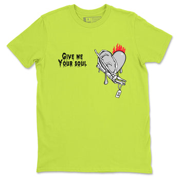 Sneaker Threads – Sneaker Tees To Match Air Max 90 Spruce Aura and Ghost Green – Give Me Your Soul Graphic Tee Safety Green 2. Perfect for Jordan releases 2025 colorways.