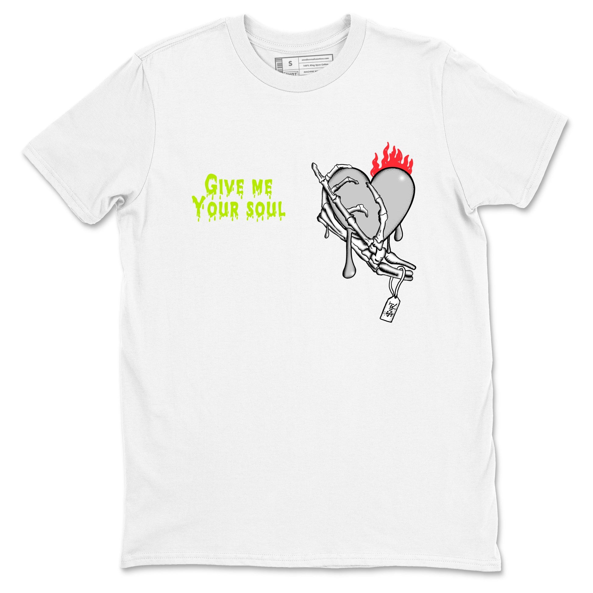 Sneaker Threads – Sneaker Tees To Match Air Max 90 Spruce Aura and Ghost Green – Give Me Your Soul Graphic Tee White 2. Perfect for Jordan releases 2025 colorways.