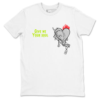 Sneaker Threads – Sneaker Tees To Match Air Max 90 Spruce Aura and Ghost Green – Give Me Your Soul Graphic Tee White 2. Perfect for Jordan releases 2025 colorways.