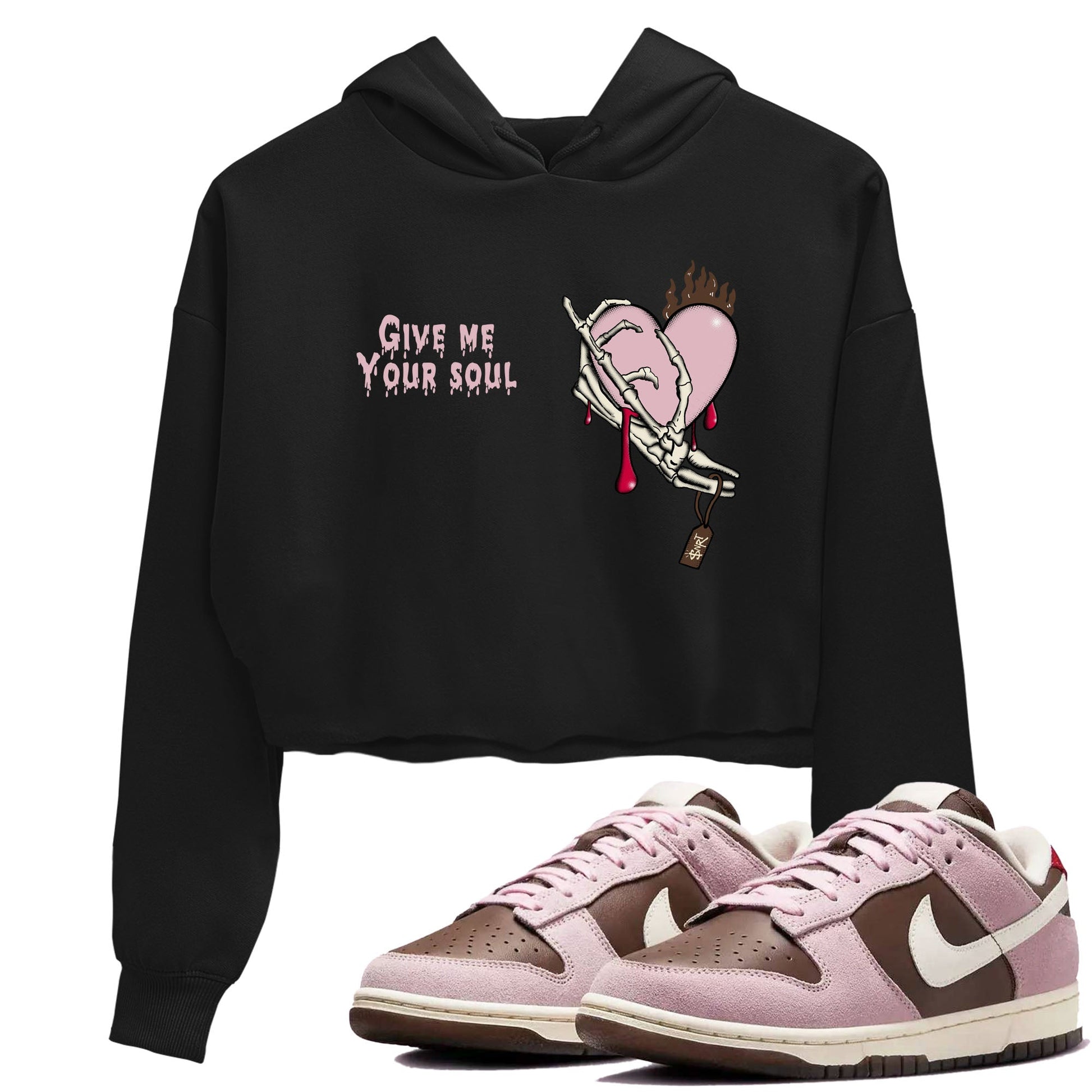 Dunk Cacao Wow And Pink Foam shirts to match jordans Give Me Your Soul unique Halloween sneaker tee Dunk Cacao Wow And Pink Foam SNRT Sneaker Release Tees unisex cotton Black 1 Crop Shirts