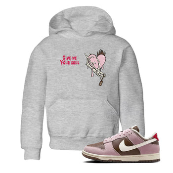 Dunk Cacao Wow And Pink Foam shirts to match jordans Give Me Your Soul unique Halloween sneaker tee Dunk Cacao Wow And Pink Foam SNRT Sneaker Release Tees Youth Baby Heather Grey 1 crew neck shirts