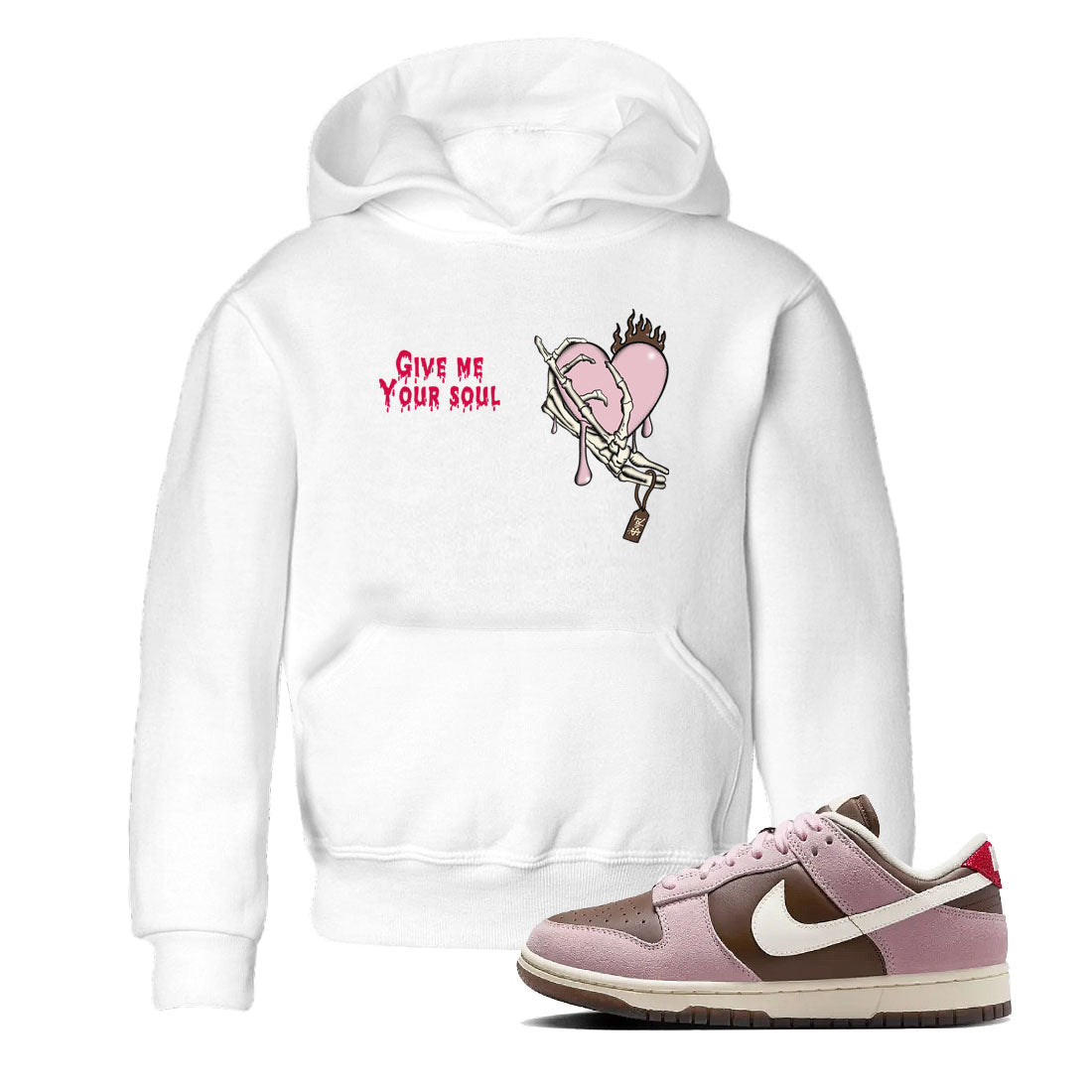 Dunk Cacao Wow And Pink Foam shirts to match jordans Give Me Your Soul unique Halloween sneaker tee Dunk Cacao Wow And Pink Foam SNRT Sneaker Release Tees Youth Baby White 1 crew neck shirts