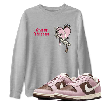 Dunk Cacao Wow And Pink Foam shirts to match jordans Give Me Your Soul unique Halloween sneaker tee Dunk Cacao Wow And Pink Foam SNRT Sneaker Release Tees unisex cotton Heather Grey 1 crew neck shirts