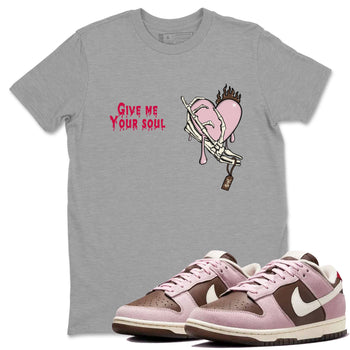 Dunk Cacao Wow And Pink Foam shirts to match jordans Give Me Your Soul unique Halloween sneaker tee Dunk Cacao Wow And Pink Foam SNRT Sneaker Release Tees unisex cotton Heather Grey 1 crew neck shirts
