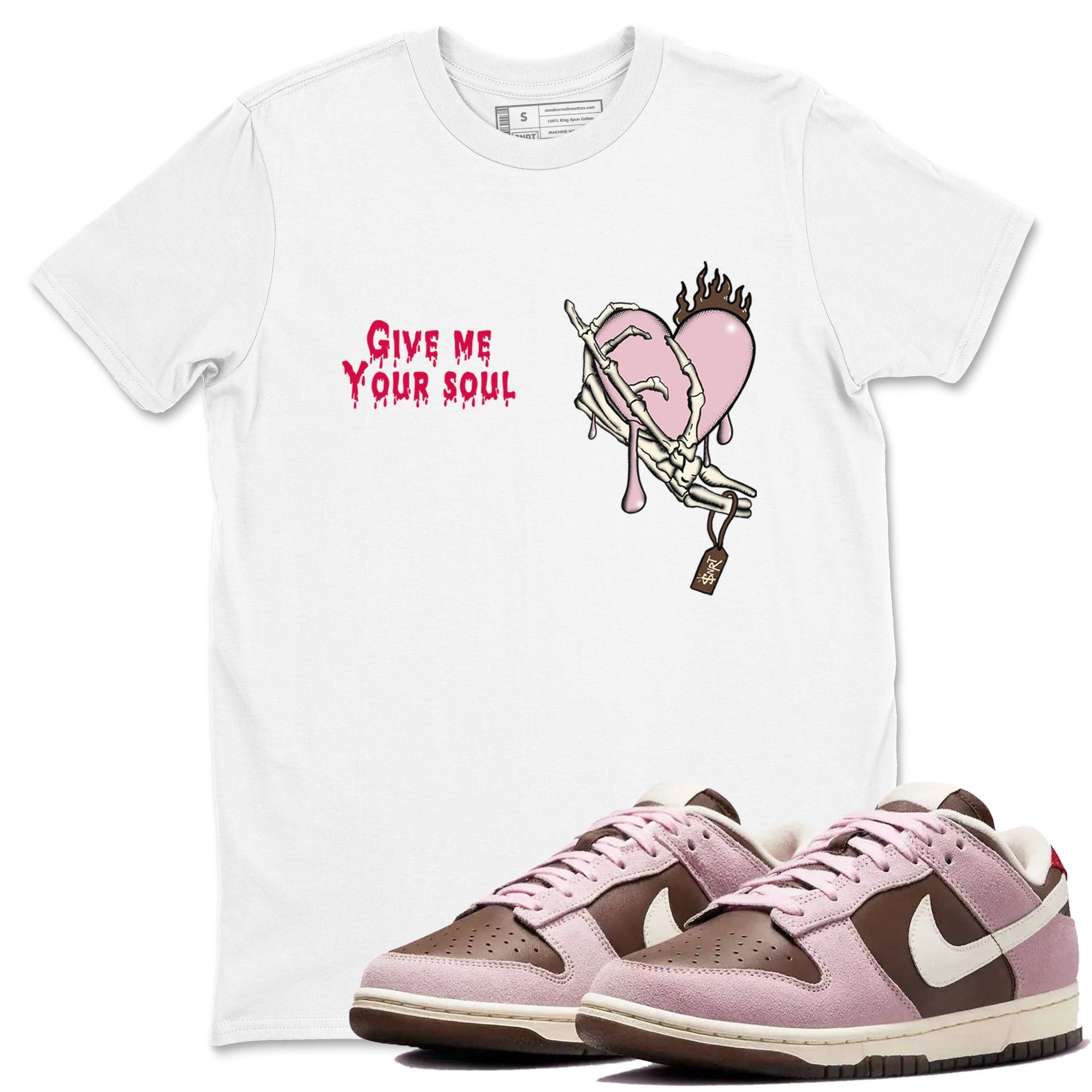 Dunk Cacao Wow And Pink Foam shirts to match jordans Give Me Your Soul unique Halloween sneaker tee Dunk Cacao Wow And Pink Foam SNRT Sneaker Release Tees unisex cotton White 1 crew neck shirts