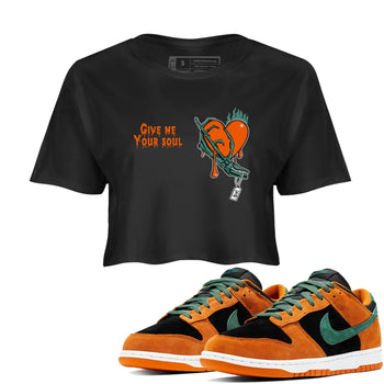 Dunk Low Ceramic shirts to match jordans Give Me Your Soul unique Halloween sneaker tee Dunk Ceramic match shoes to clothes SNRT Sneaker Tees unisex cotton Black 1 crop tee