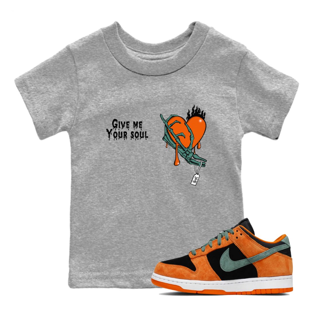 Dunk Low Ceramic shirts to match jordans Give Me Your Soul unique Halloween sneaker tee Dunk Ceramic match shoes to clothes SNRT Sneaker Tees Youth Baby Heather Grey 1 tee