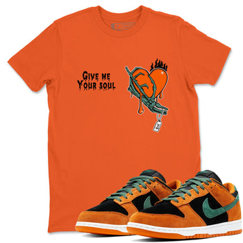 Dunk Low Ceramic shirts to match jordans Give Me Your Soul unique Halloween sneaker tee Dunk Ceramic match shoes to clothes SNRT Sneaker Tees unisex cotton Orange 1 shirts