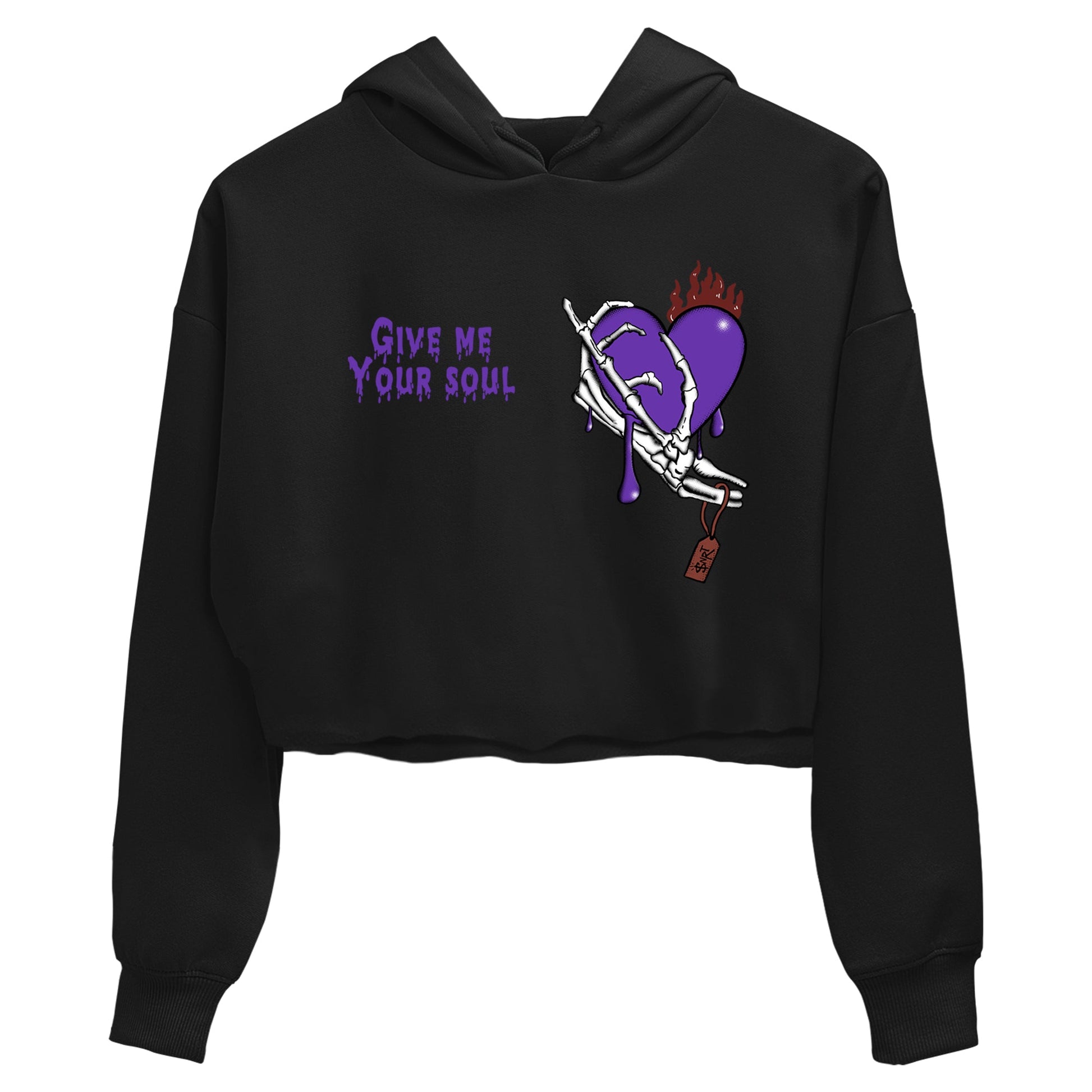 Sneaker match tees – Sneaker Threads To Match Dunk Low Persian Violet Shoes – Give Me Your Soul Crop T-Shirt Black 2