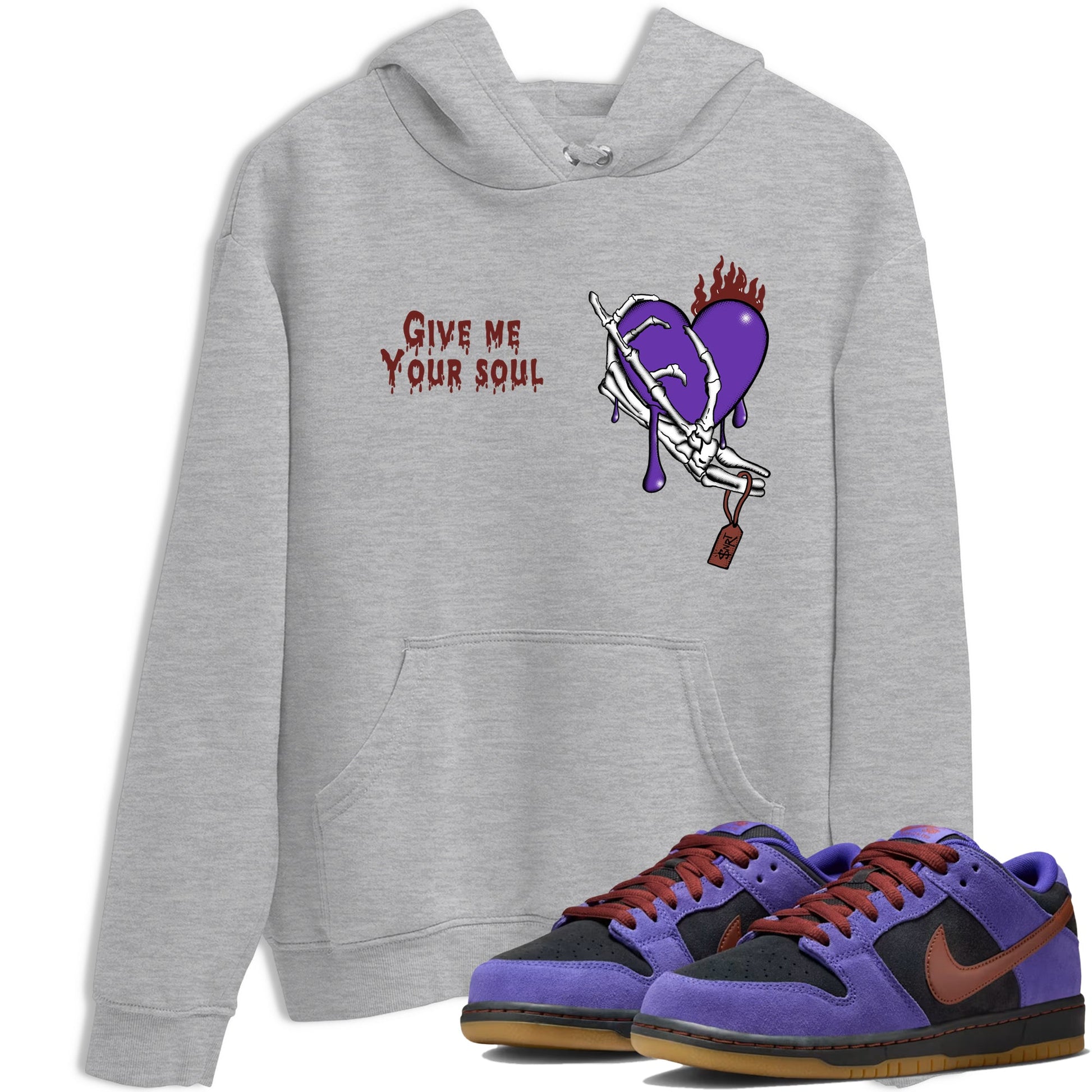 Sneaker match tees – Sneaker Threads To Match Dunk Low Persian Violet Shoes – Give Me Your Soul Tee Heather Grey 1