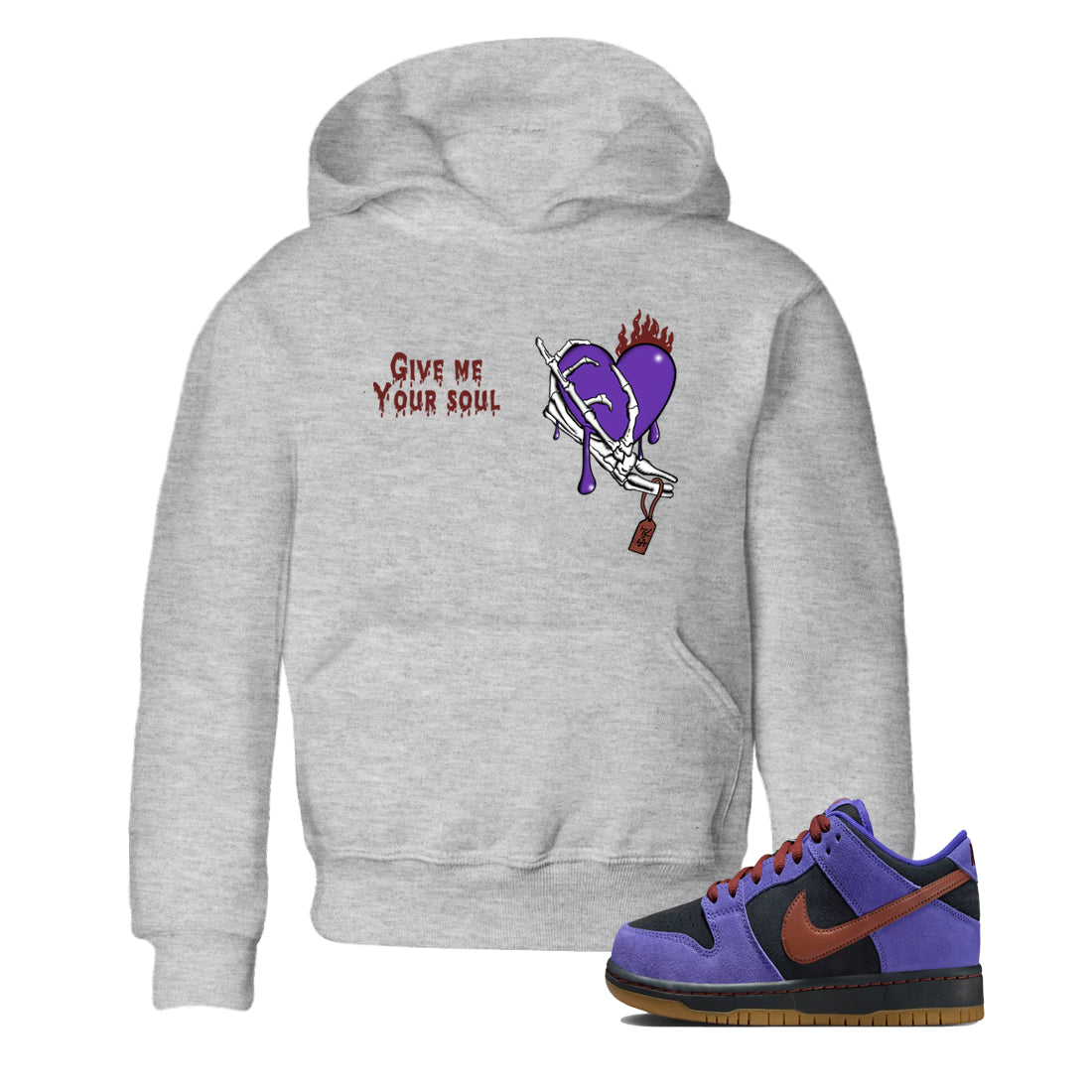 Sneaker match tees – Sneaker Threads To Match Dunk Low Persian Violet Shoes – Give Me Your Soul Kids T-Shirt Heather Grey 1