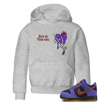 Sneaker match tees – Sneaker Threads To Match Dunk Low Persian Violet Shoes – Give Me Your Soul Kids T-Shirt Heather Grey 1