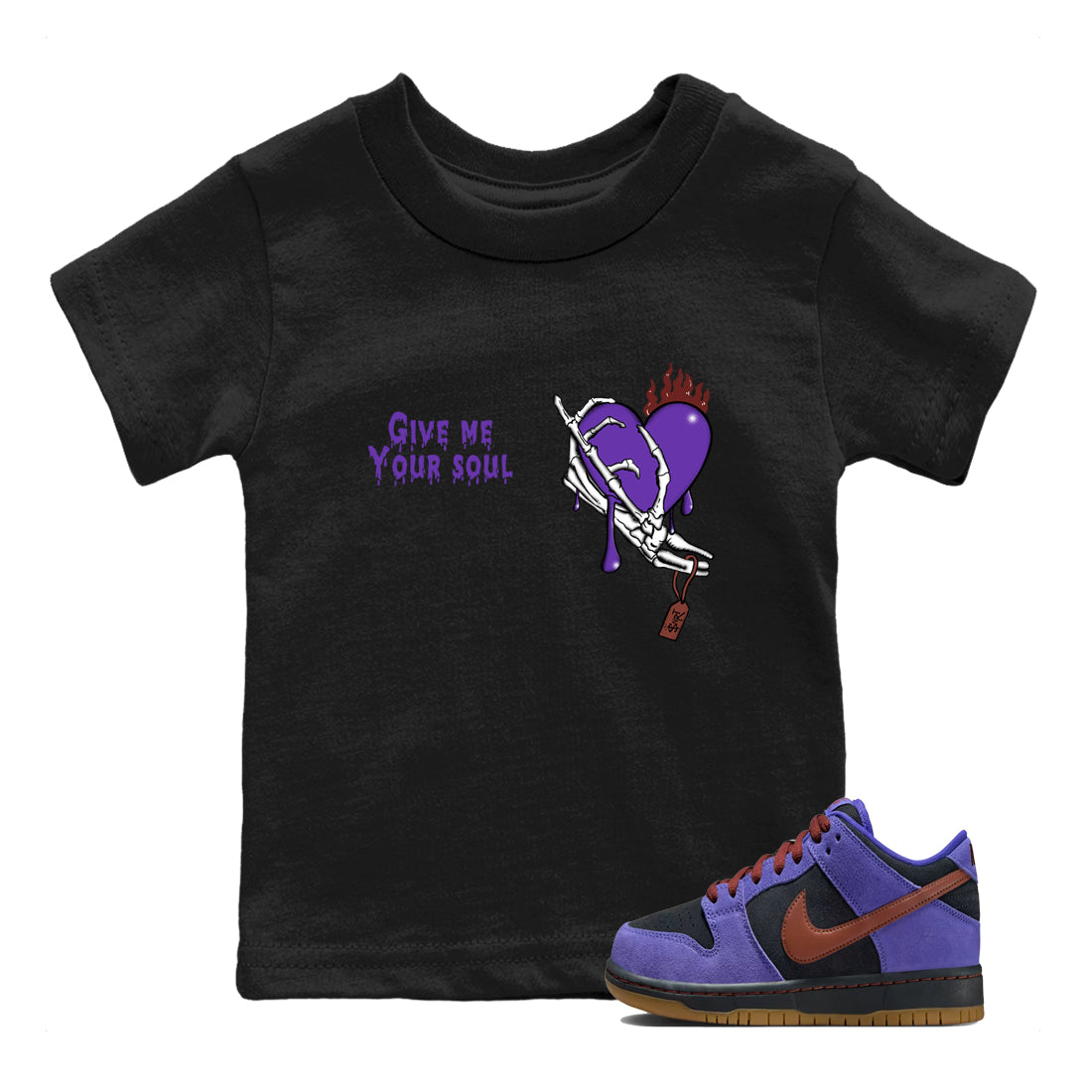 Sneaker match tees – Sneaker Threads To Match Dunk Low Persian Violet Shoes – Give Me Your Soul Kids T-Shirt Black 1