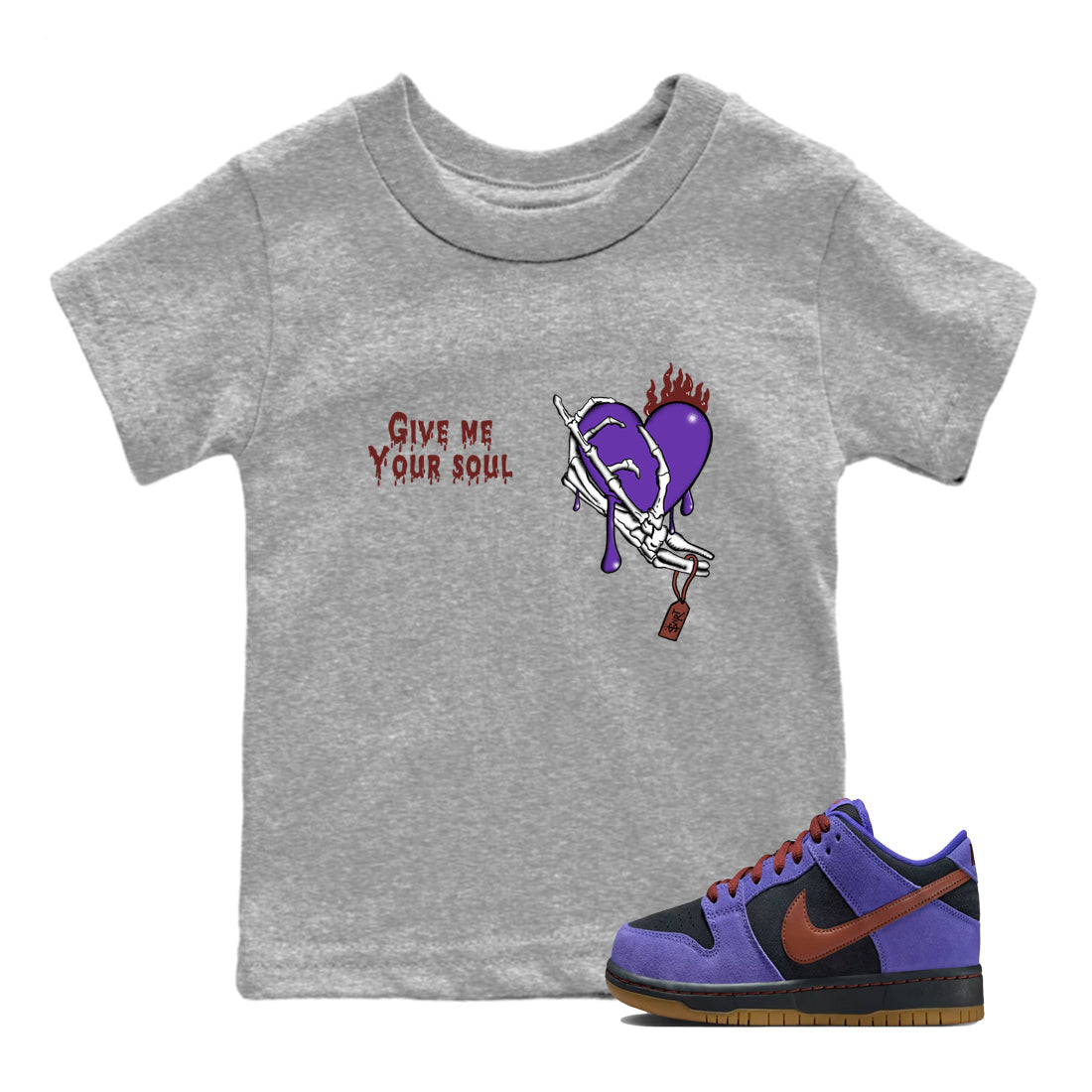 Sneaker match tees – Sneaker Threads To Match Dunk Low Persian Violet Shoes – Give Me Your Soul Kids T-Shirt Heather Grey 1