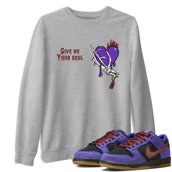 Sneaker match tees – Sneaker Threads To Match Dunk Low Persian Violet Shoes – Give Me Your Soul Tee Heather Grey 1