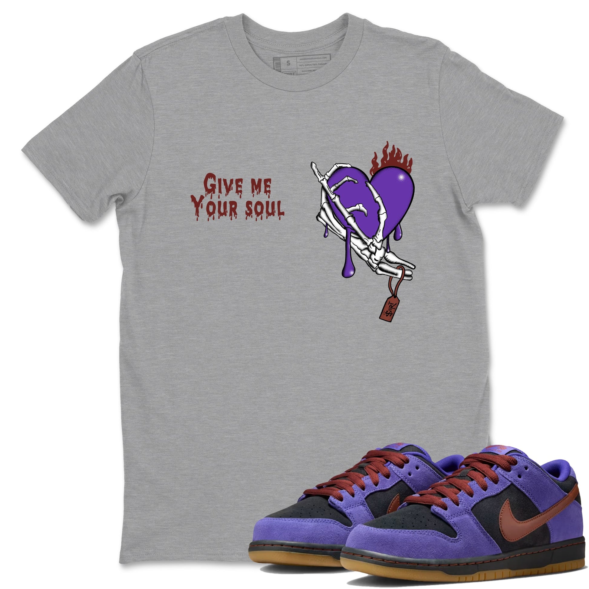 Sneaker match tees – Sneaker Threads To Match Dunk Low Persian Violet Shoes – Give Me Your Soul Tee Heather Grey 1