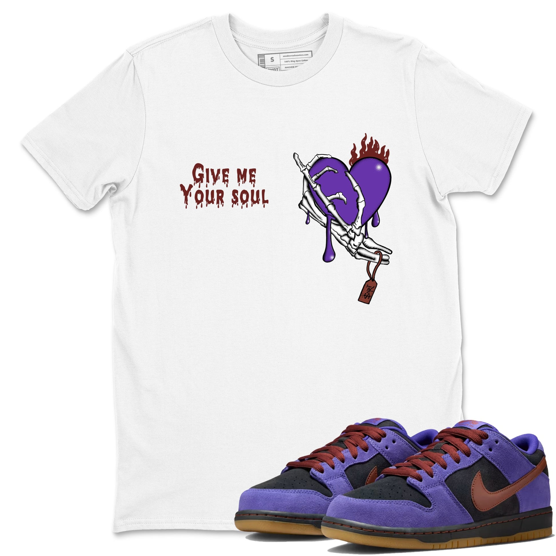 Sneaker match tees – Sneaker Threads To Match Dunk Low Persian Violet Shoes – Give Me Your Soul Tee White 1