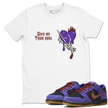 Sneaker match tees – Sneaker Threads To Match Dunk Low Persian Violet Shoes – Give Me Your Soul Tee White 1
