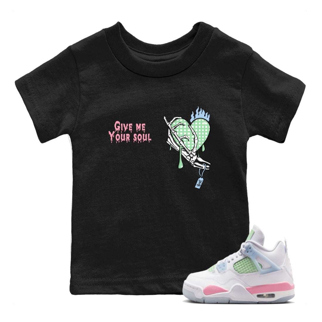 Best Sneakerfits graphic tee – Sneaker Tees To Match Valentines Day Kids – Give Me Your Soul Kids T-Shirt Black 1