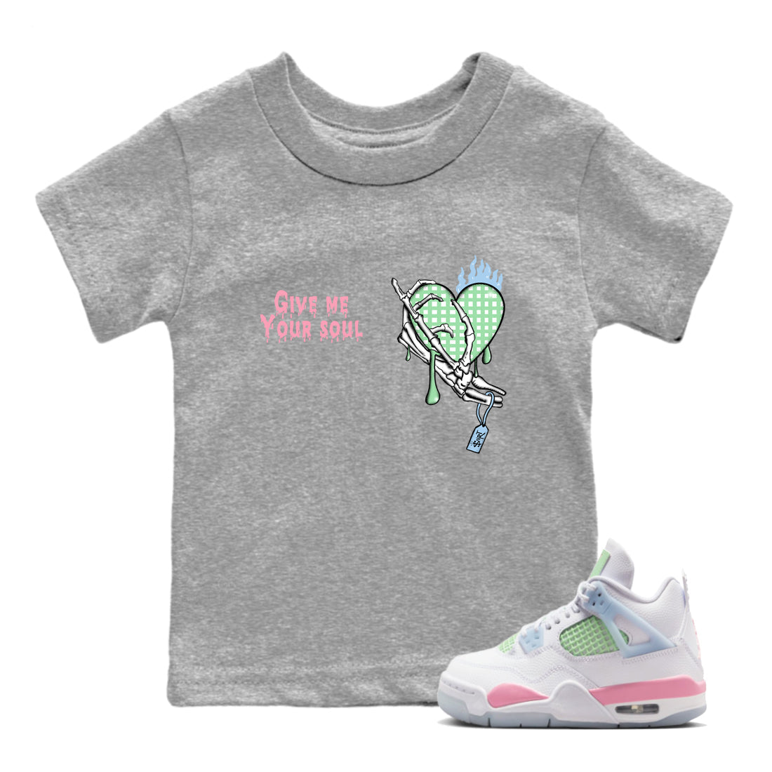 Best Sneakerfits graphic tee – Sneaker Tees To Match Valentines Day Kids – Give Me Your Soul Kids T-Shirt Heather Grey 1